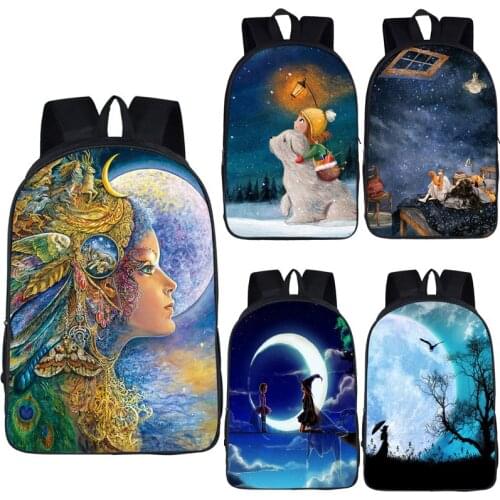 Starry sky Moon Girls Backpack For Teenagers Girls and boys Children School bags Cartoon Backpacks Travel Bag Kids School Bags