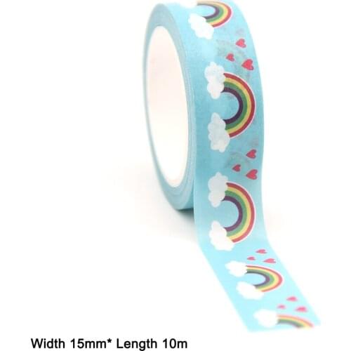 1PC 15MM*10M Rainbow Cloud Heart Washi Stickers Masking Tapes Decorative DIY Stationery office supplies kawaii washi tape