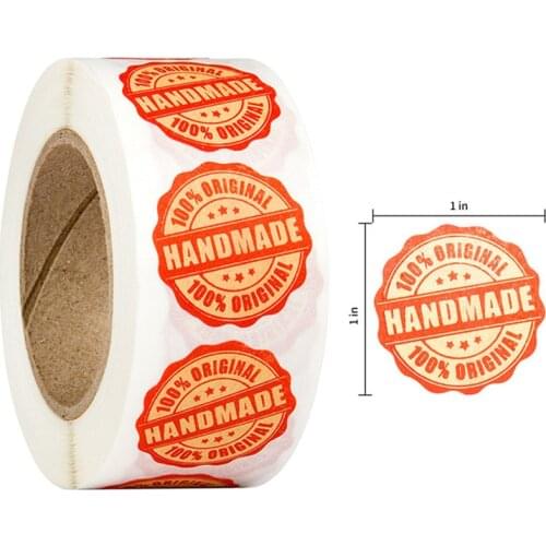 100-500pcs Round "HAND MADE" Christmas Day Decoration Baking Label Sticker Baking Wedding Party Birthday Gift Sealing Sticker