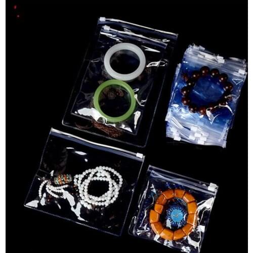 100pcs Light Blue Luxury Jewel Plastic Ziplock Bag Soft PVC Antioxidant Rings Beads Necklace Jewelry Gem Store Pouch