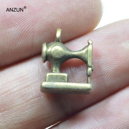 11pcs 12x12mm Antique Bronze Sewing Machine DIY Jewelry Pendant Metal Charms Sewing Machine Pendant JP-57