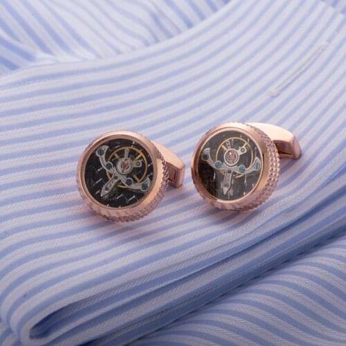 2 Color High quality Movement Tourbillon Cufflinks Designer Cufflink Stylish Steampunk Gear Watch Cuffs Shirt Sleeve Buttons Men