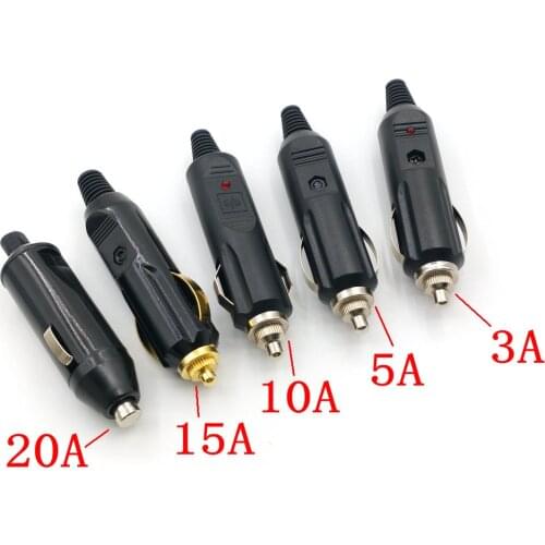 2pcs Car Power Cigarette Plug 3A/10A/15A/20A Fuse Led Charger Cable adapter