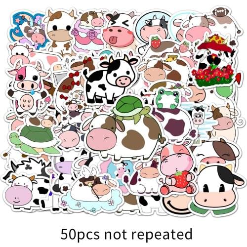 50pcs/set Cows Theme Sticker Waterproof for Car Bumper Laptop Skateboard Surfboard Luggage Bicycle Kids Toy Box Decals