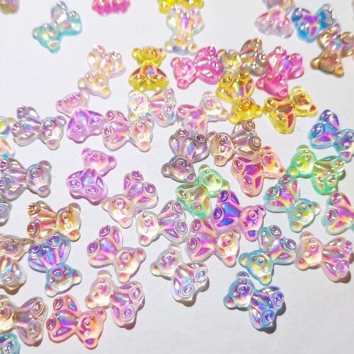 50Pcs/Lot Cute Nail Art Charms Gummy Bear/Bownot/Rabbit/Candy Design Mix 3D Kawaii Decorations Cartoon Manicure Accessories YO45