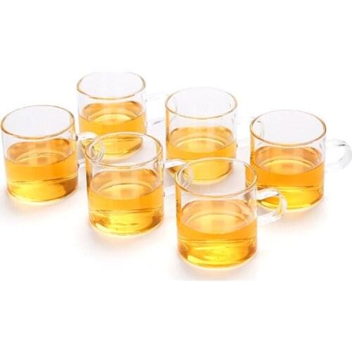 6pcs Durable 120ml High Borosilicate Heat Resisting Tea Coffee Set Cup with Handle Glassware Milk Cup for Family Party