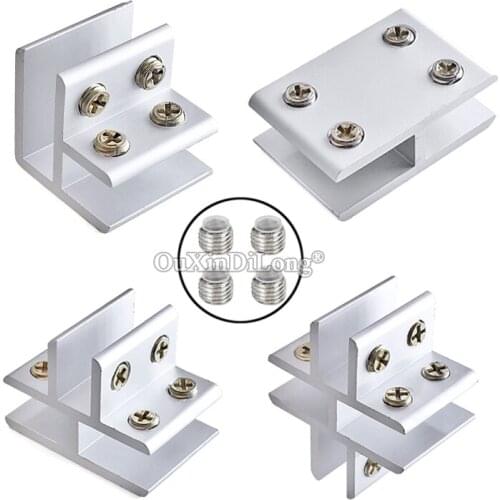 Brand New 4PCS Multi-functional Aluminum Alloy Glass Clamps Clips Board Frame Shelf Connectors No drilling for 10~12mm Glass