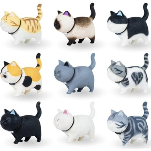 9pcs Vogue ACTOYS Cute Cat China Comic Anime Bell Cat 10cm Lovely Figure Figurine Toys