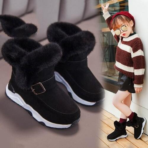 Winter snow boots for girl boy and baby kids children ankle short motorcycle warm fur lining plush platform fashion boots Unisex