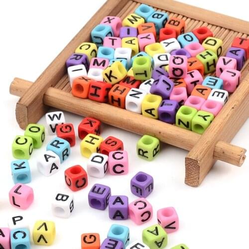 100pcs/lot 6mm Acrylic Spacer Beads Letter Beads Square Loose Beads For Jewelry Making Handmade DIY Accessories