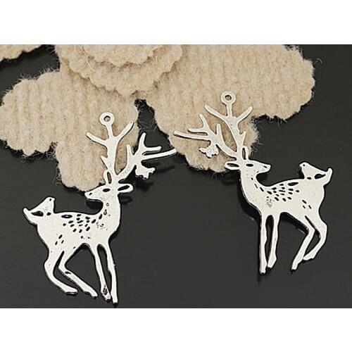 C243)6 pieces 60x28mm Antique Silver Zinc Alloy Deer Charms Pendants Diy Jewelry Findings Accessories Wholesale