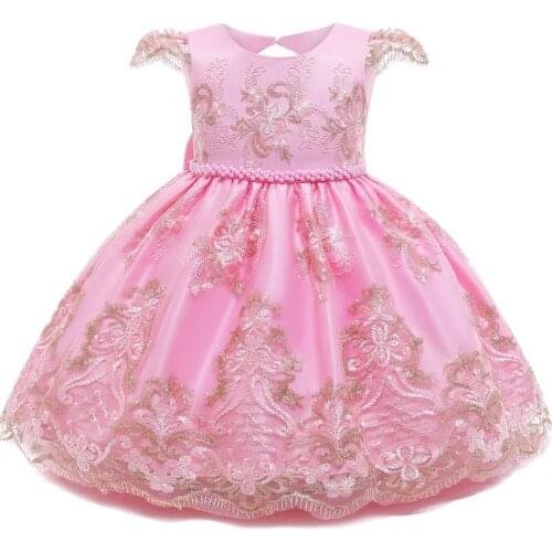 Baby Suit Girl Tutu Dress Lace Flower Pink Bowknot Dress Girl Princess Short Sleeve Clothing Birthday Dress Baptism 2pcs Sets