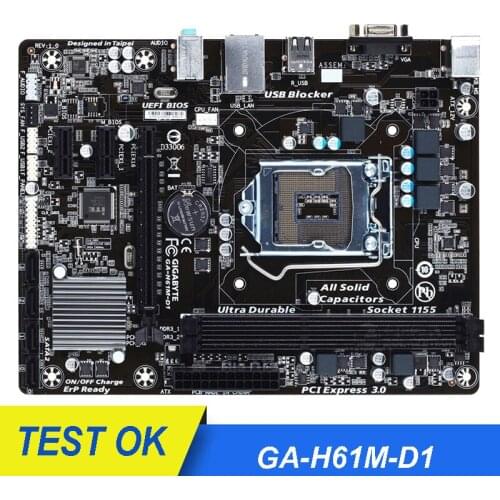 For Gigabyte GA-H61M-D1 Desktop Motherboard H61M-D1 H61 Socket LGA 1155 DDR3 Micro-ATX 16GB Desktop Mainboard Original Used