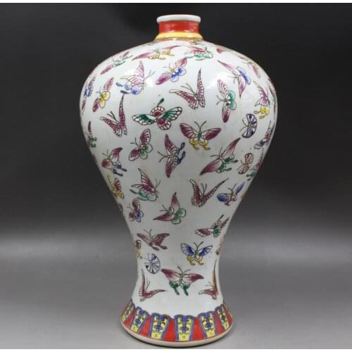 Antique QingDynasty porcelain vase,Pastel butterfly Bottle,Hand-painted crafts,Decoration,collection &Adornment,Free shipping