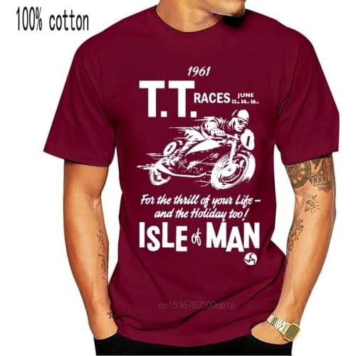 Men Clothing T-Shirt isle of Man TT Ooster 1961 Adult O Neck Tops Short Sleeve 100% Cotton T Shirt Latest Men Cool Tee Shirts