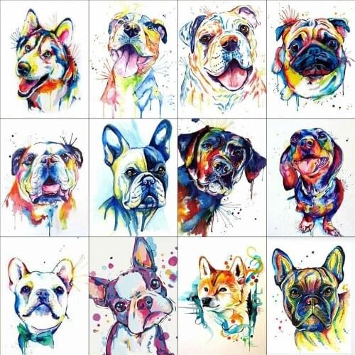 HUACAN 5D DIY Diamond Painting Animal Full Square Colorful Dog Diamond Embroidery Cross Stitch Mosaic Home Decoration