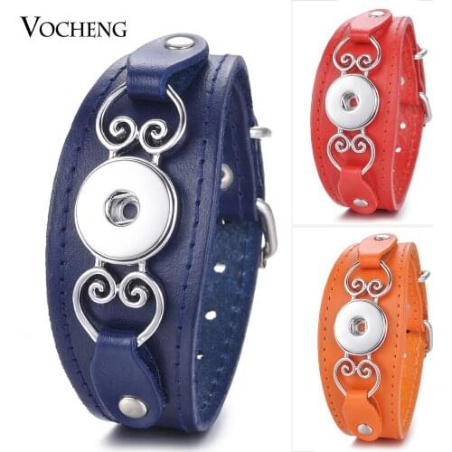 Ginger Snap Jewelry Genuine Leather Bracelet Buckle Heart Black Adjustable Fit 18mm Interchangeable Button Charms Jewelry NN-606