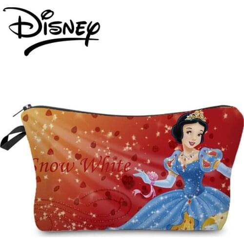 Disney Princess Snow White Printed Makeup Bag Cartoon Storage Bag High Quality Cosmetic Bags Red Pencil Case Child Coin Purse