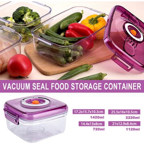 Kitchen Vacuum Fresh-keeping Box With Air Pump Food Storage Container Silicone Sealing Ring Square Rectangular Shape Box