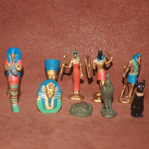 PVC figure Doll model toy Simulation model toy Ancient Egyptian mythology Pharaoh Queen Mummy box Beetle 10pcs/set