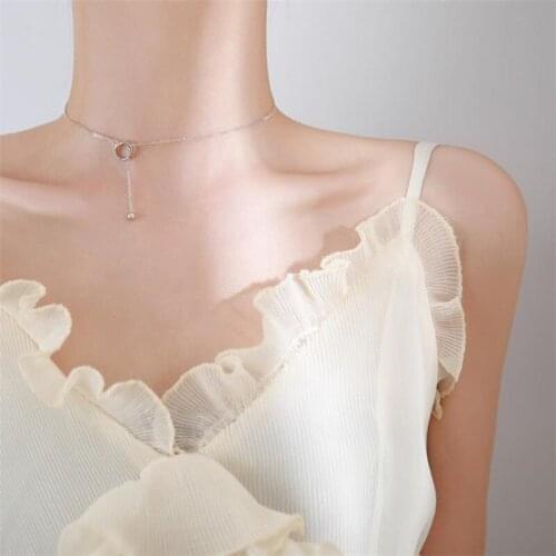 Fashion Lady Silver Plated Clavicle Necklace Women Jewelry Trendy Round Ball Pendant Necklace Female Fashion Choker Accessories