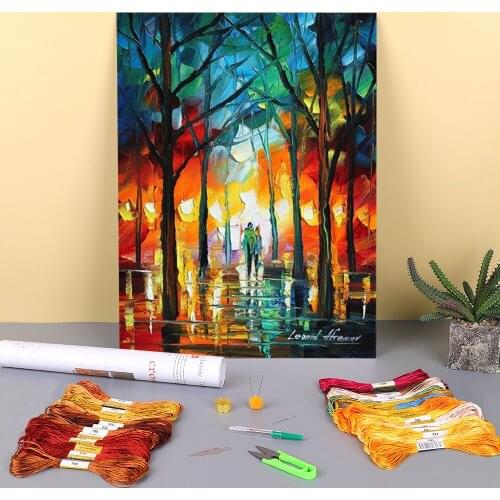 Power Faith Printed 11CT Cross Stitch Embroidery Set DMC Threads Handmade Sewing Craft Needlework Gift Jewelry