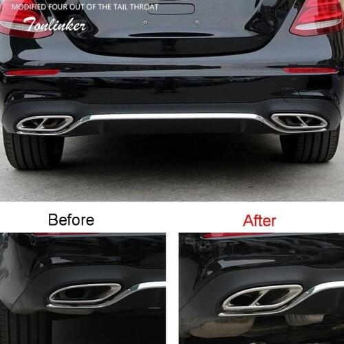 Tonlinker Cover Stickers For BENZ E200/E300L 2016 Car styling 2 pcs Stainless steel upgrade double variable 2-4 Tail throat
