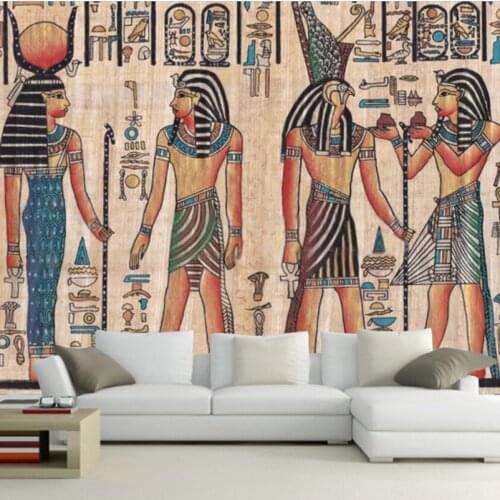 Custom Mural Wallpaper Egypt Retro Pattern TV Background Wallpaper KTV Hotel Abstract Mural People Oil Painting Wall Paper