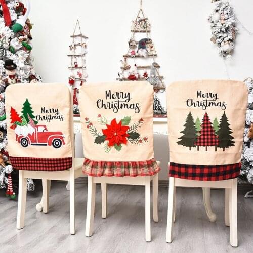 2021 New Christmas Dining Chair Slipcovers Chair Back Covers For Christmas Banquet Holiday Festival Decor Home Party Chair Cover