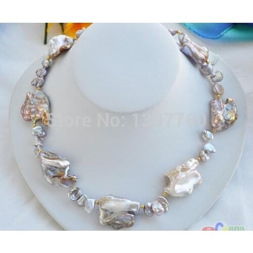 Miss charm Jew.131 LAVENDER BAROQUE KESHI REBORN PEARL NECKLACE