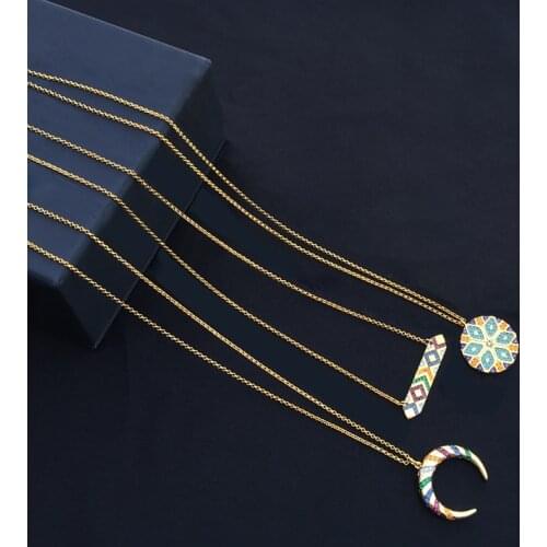 OL Fashion Free Adjustable Long Chains Necklace Mosaic Paved AAA+ CZ Tribe Style Charms Necklace&Pendant for Women