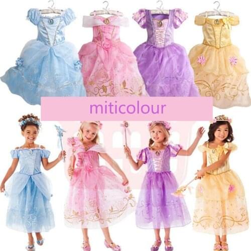 Girls Dress Christmas Costume Dresses Cinderella Belle Princess Elsa Girl Dress for Birthday Party Children Kids Clothing