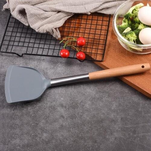 Silicone Spatula Universal Cooking Spatula Kitchen Turner Wood Handle Cooking Spatula Kitchen Pastry Tools Scraper Cooking Tool