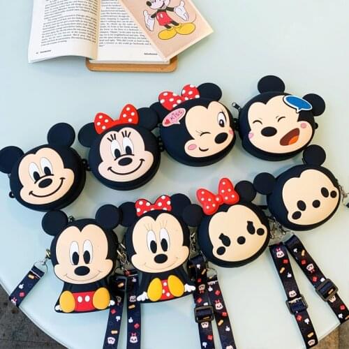 Disney Mickey Minnie Silicone Coin Purse Cartoon Anime Fashion Kawaii Backpack Handbag for Soft Wallet Key Case Girls Gifts