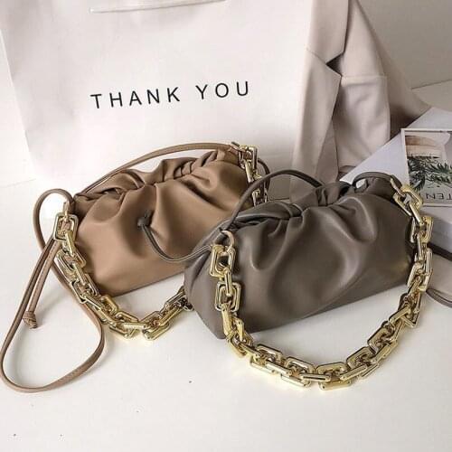 Gold Chain PU Leather Bag For Women 2020 Summer Armpit bag Lady Shoulder Handbags Female Solid Color Travel Hand Bag
