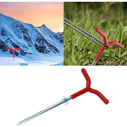 New Outdoor Camping Tent Stakes Ice Fishing Screw Rod Stand Y Shape Screw Threads Ground Anchor Holder Rests Rack Pole Pegs