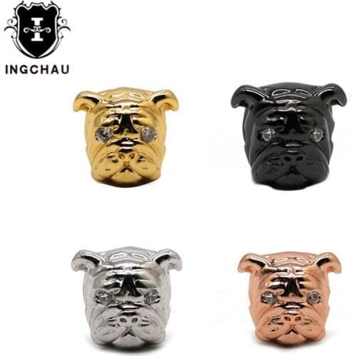 Jewelry Supplies CZ Brass Metal Bead Gold-Color Bulldog Charm Beads For Jewelry Making Accessories BD-1