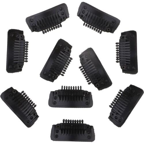 10 Packs 35mm 9-Teeth Snap-Combing Wig Clips Strong Grips for Hair Extension and Wefts with Rubber Back
