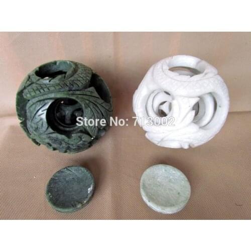 2 PCS Rare 6 Layers Green Jade Ball with White Jade Puzzle Sphere geomantic omen talisman 2 Pieces