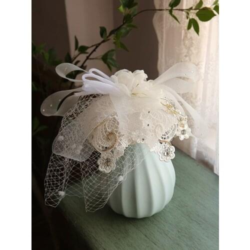 2019 Vintage Lace applique Veil Fascinator Hat With Hairpin Fairy Mesh Wedding Headwear Bridemaid Evening Party Hat Headpieces