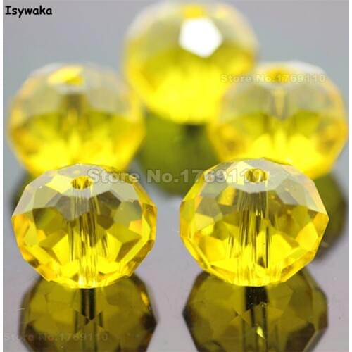 Isywaka Yellow Color 10*12mm 70pcs Rondelle Austria faceted Crystal Glass Beads Loose Spacer Round Beads for Jewelry Making