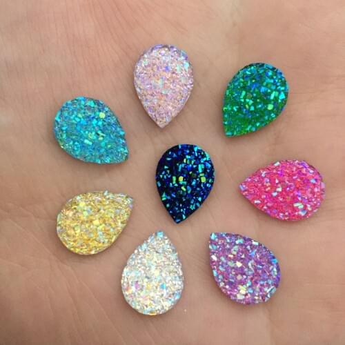 80 pieces/lot) 10mm*14mm AB Resin drop shape Flatback Wedding decoration Buttons D55A