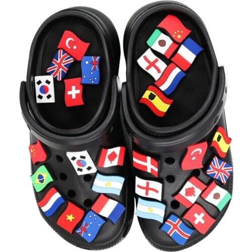 Shoe Accessories Shoe Charms Decorations Russia Korea Brazil Etc National flag banner national emblem Jibz Kids Xmas Party Gifts