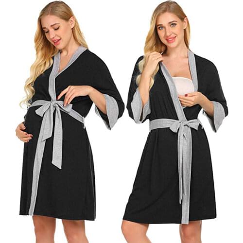 Maternity Sleeping Clothes Nursing Baby Long Sleeve Robe Nightgowns Breastfeeding Gown Pregnancy Nightwear Maternity Pajama D1