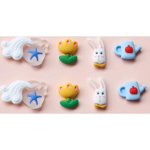Water cup/rabbit/flower shape 100pcs/lot Flat back resin beads charms diy jewelry earrings/clothing pendants accessory