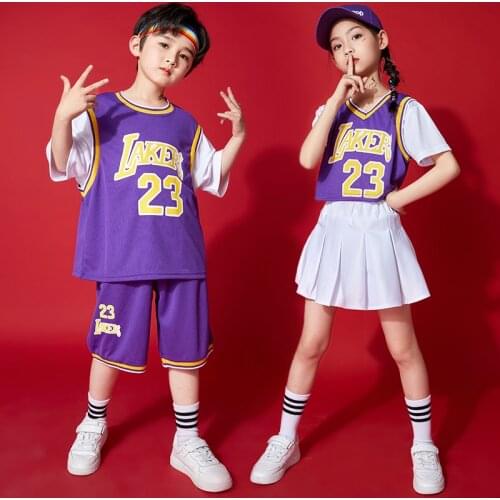 Kids Concert Hip Hop Clothing Cheerleader T Shirt Shorts Streetwear Basketball Uniforms for Girls Boys Dance Costume Clothes