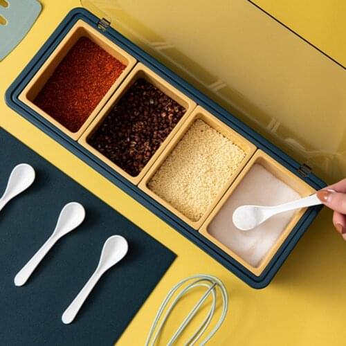 Seasoning Box with Lid Sealed PP Cruet Easy to Refill Spice Pot for Kitchen Home Storage Organization
