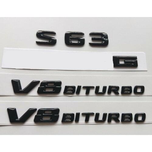 Gloss Black 3D Letters S63 FOR A M G V8 BITURBO Emblems W221 W222