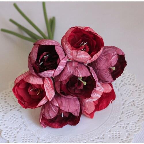 Simulation 7 Heads Tulip Latex Stem Silk Flowers for Wedding Bride Holding Flowers Bouquet Home Garden Decoration Tulips Bunch