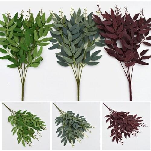 Artificial Leaves Bouquet Fake Willow Jungle Wedding Backdrop Decoration Christmas Faux Foliage Vine Party Home Decor Plant Xmas